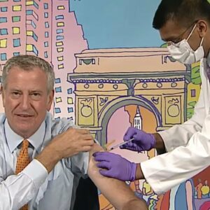 De Blasio Holds Briefing As NYC Private-Sector Employee Vaccine Mandate Takes Effect