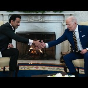 Biden Meets With Emir Of The State Of Qatar Amid Tensions In Middle East And Eastern Europe