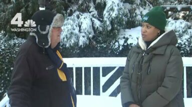DC Mayor Measures Snowfall With Pat Collins Snow Stick | NBC4 Washington