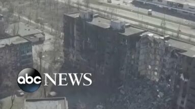 New drone footage shows destroyed houses after heavy fighting in Mariupol