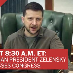 Ukrainian President Volodymyr Zelensky delivers a virtual address to Congress