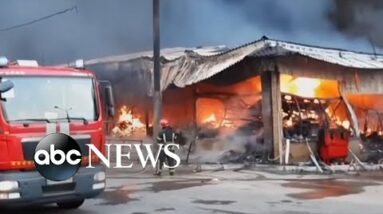 Kharkiv market on fire following Russian shelling