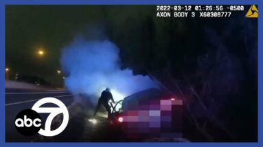 WATCH: Montgomery County officers rescue unconscious driver from burning car #shorts