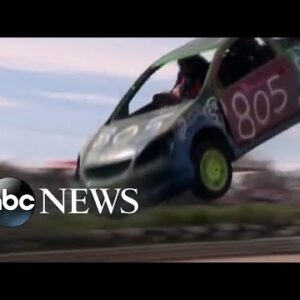 Car jumping competitors take to the skies