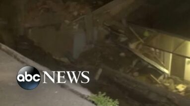 Wall collapses on houses in Bolivia
