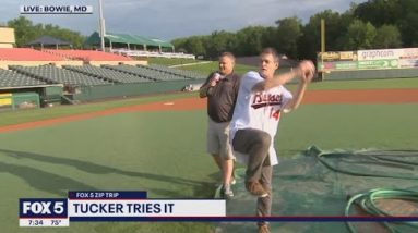 FOX 5 Zip Trip: Tucker tries throwing out the first pitch!