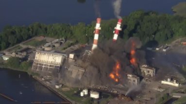 Video: Skyfox captures implosion of former C.P. Crane Power Station in Bowleys Quarters