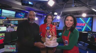 Angie surprises Marina and Joe with a cake to celebrate DMV Zone!