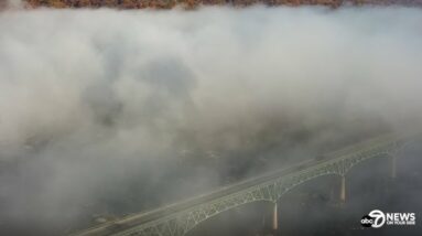 7News Drone catches fog rolling in over the Potomac River in Virginia